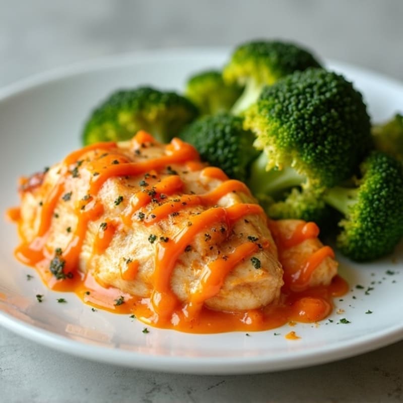 Creamy Buffalo Chicken Bake with Roasted Broccoli