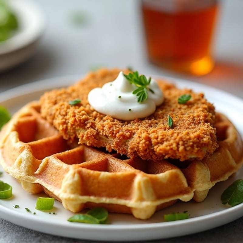 Crispy Golden Baked Chicken with Whole Grain Waffles
