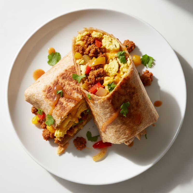 Crispy Chorizo and Egg Breakfast Burrito