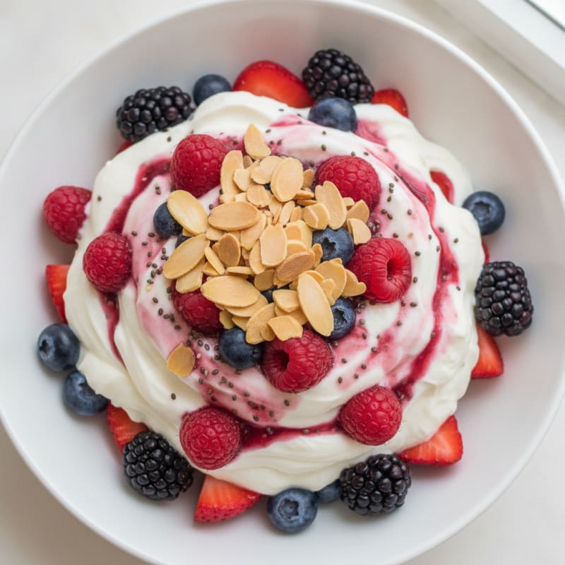 Greek Yogurt Parfait with Whey Protein and Mixed Berries