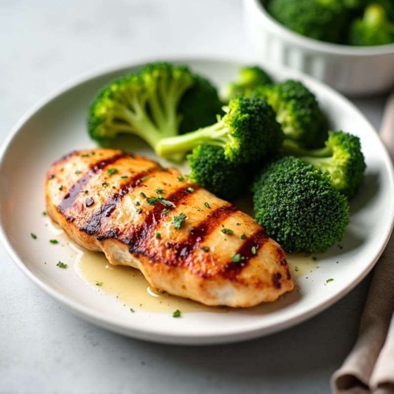 Grilled Chicken Breast with Steamed Broccoli