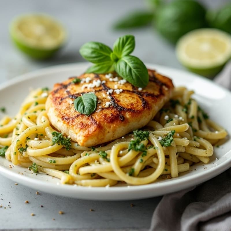 Pan-Seared Chicken with Creamy Pesto Pasta