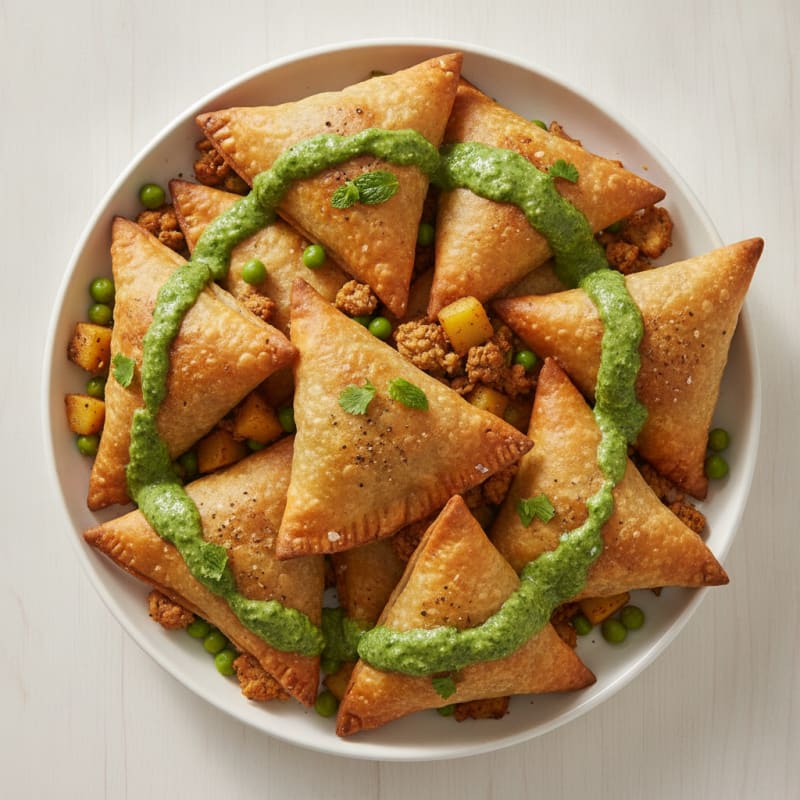 Spiced Potato and Turkey Samosas with Zesty Chutney