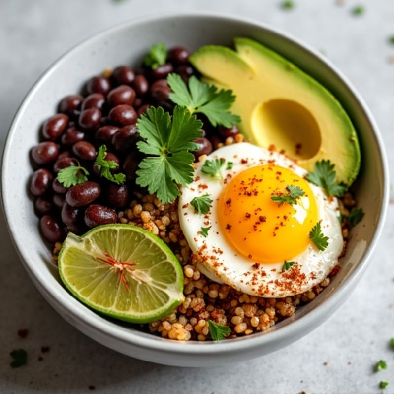 Spicy Black Bean Quinoa Bowl with Lime Avocado