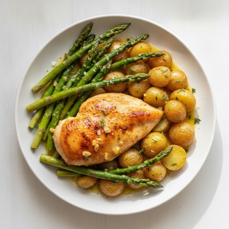 Lemon Herb Roasted Chicken with Asparagus
