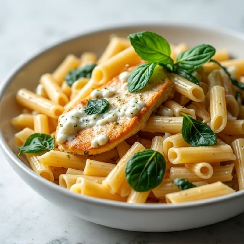 Healthy Creamy Garlic Chicken Pasta
