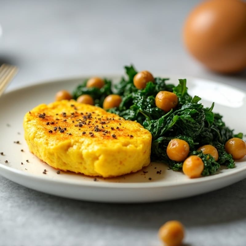 Silken Tofu Scramble with Sautéed Spinach and Chickpeas