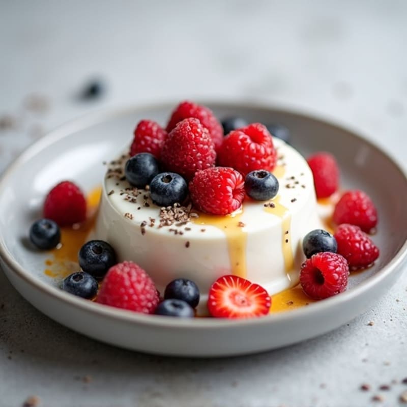 Greek Yogurt Protein Pudding with Mixed Berries