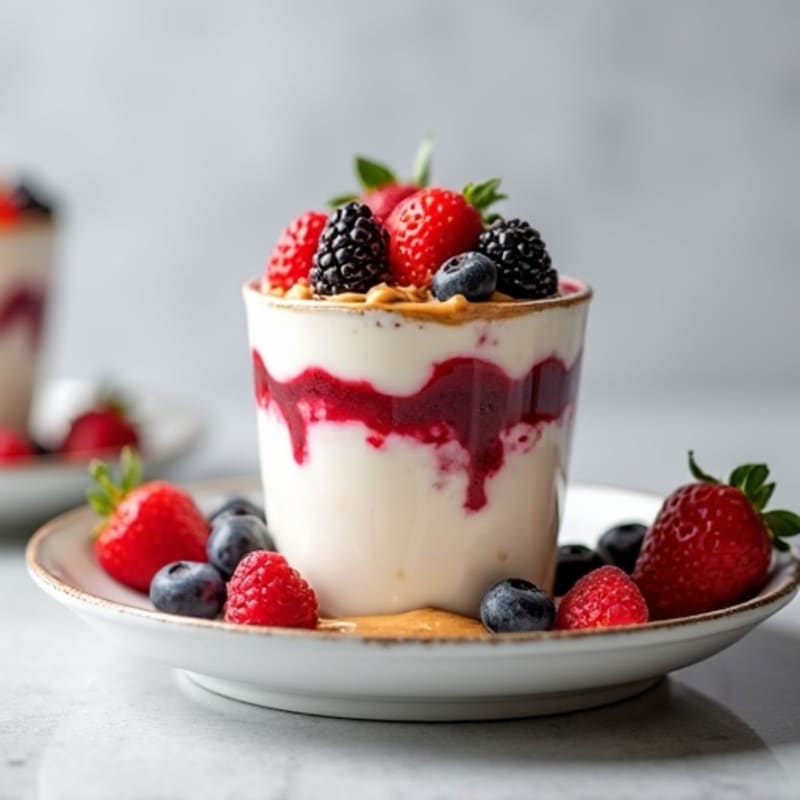 Greek Yogurt Protein Parfait with Mixed Berries and Almond Butter