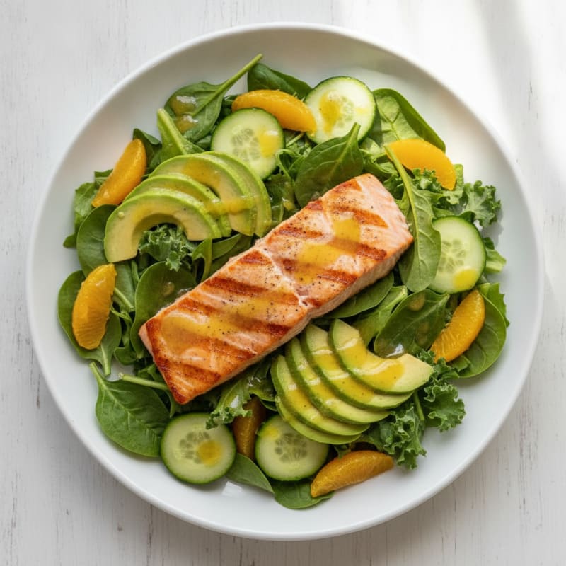 Grilled Salmon Salad with Mixed Greens and Citrus Vinaigrette