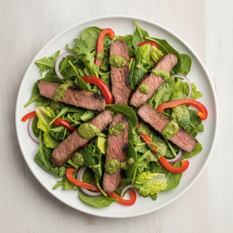 Grilled Steak and Pepper Salad with Cilantro-Lime Dressing