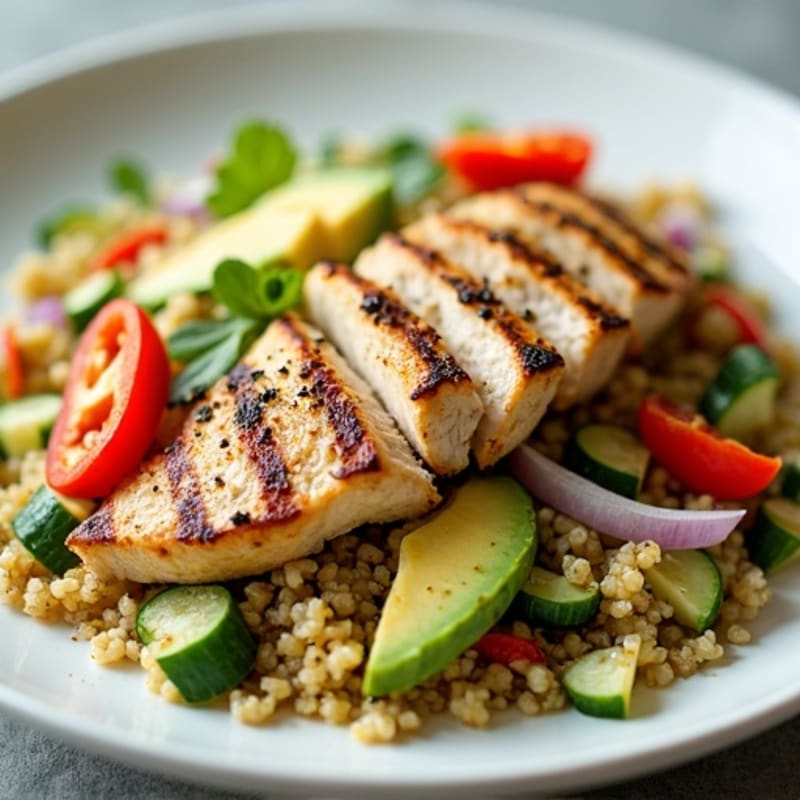 Grilled Chicken and Quinoa Salad with Crunchy Vegetables