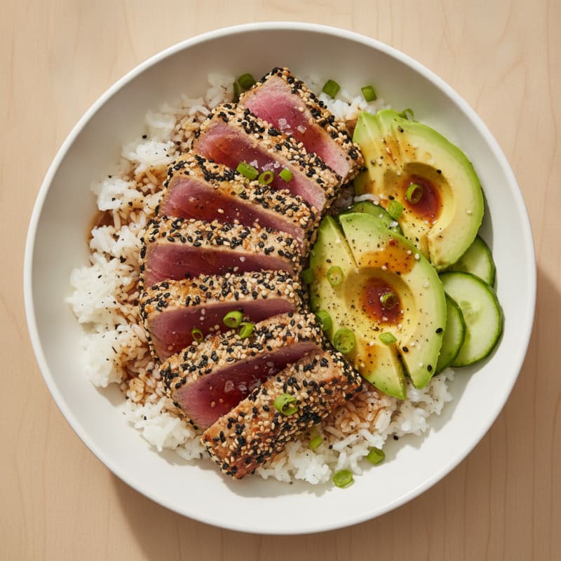 Seared Tuna Poke Bowl with Avocado