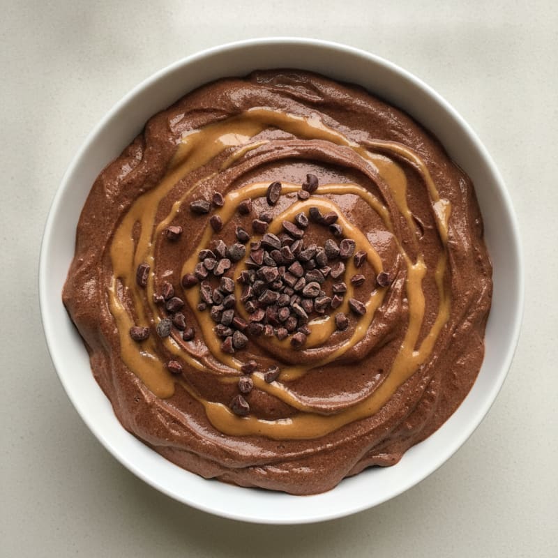 Chocolate Protein Mousse with Peanut Butter Swirl