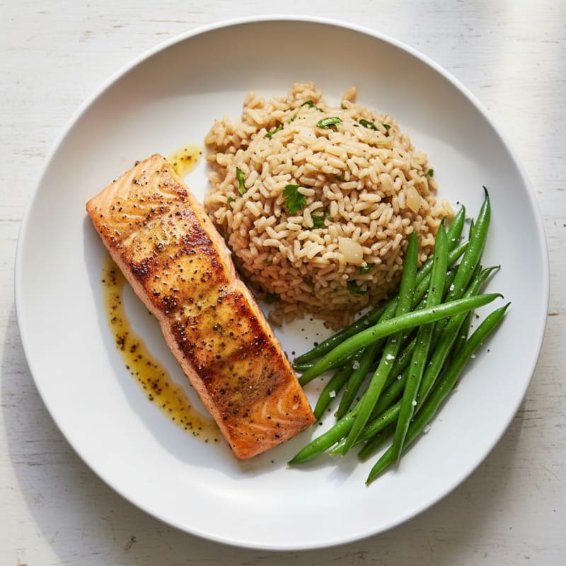 Mesquite-Grilled Salmon with Rice Pilaf
