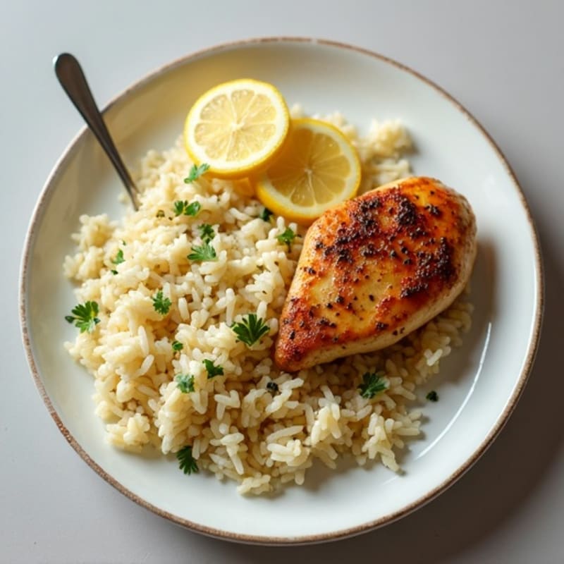 Roasted Lemon Herb Chicken with Fluffy Rice Pilaf