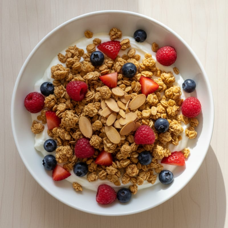 Greek Yogurt Bowl with Protein Granola and Berries