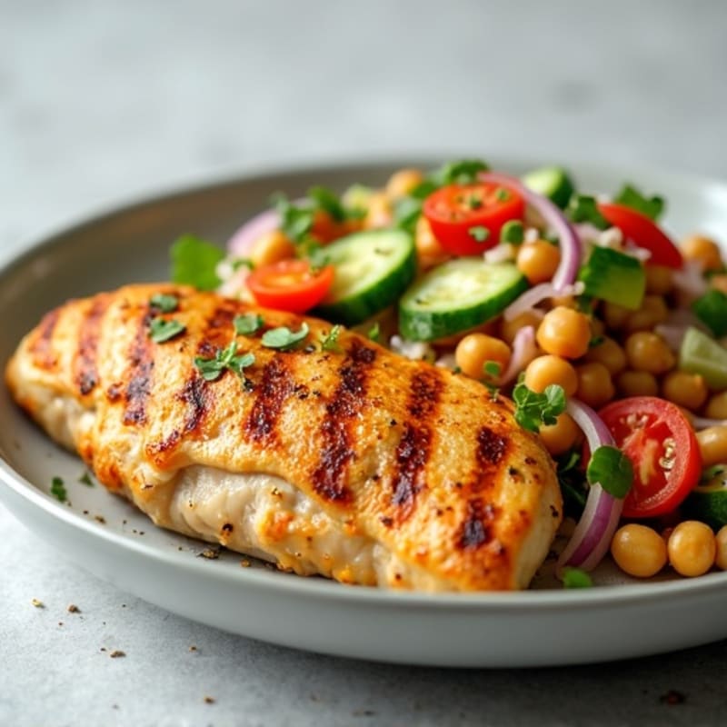 Grilled Chicken Breast with Crunchy Chickpea Salad