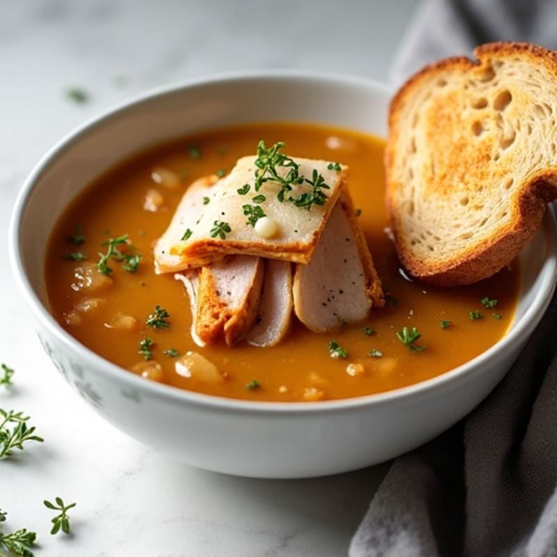 Hearty Caramelized Onion Soup with Crispy Herb Toasts