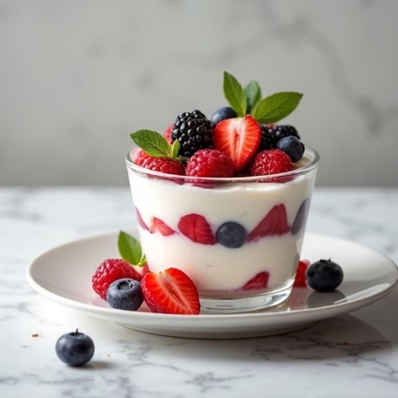 Protein Fruit Yogurt Parfait with Egg White Whip