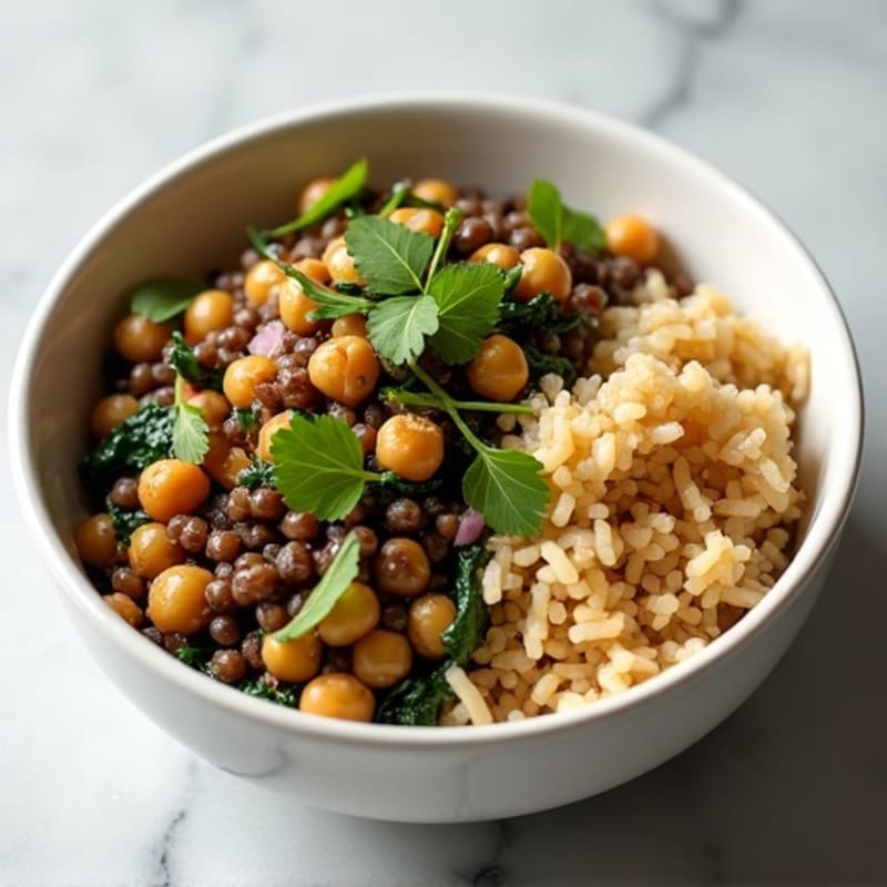 Hearty Lentil and Rice Bowl with Fresh Cilantro