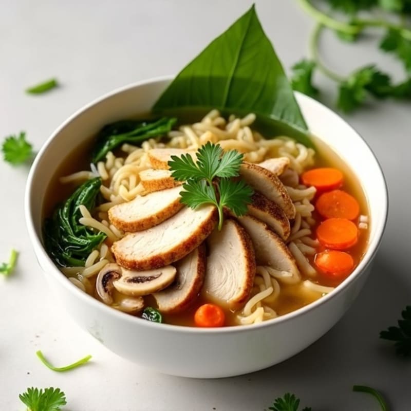 Aromatic Chicken and Rice Noodle Soup
