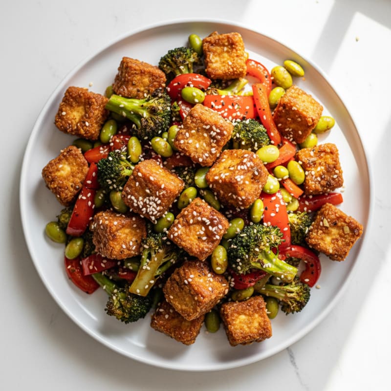 Crispy Hoisin Tofu with Roasted Vegetables