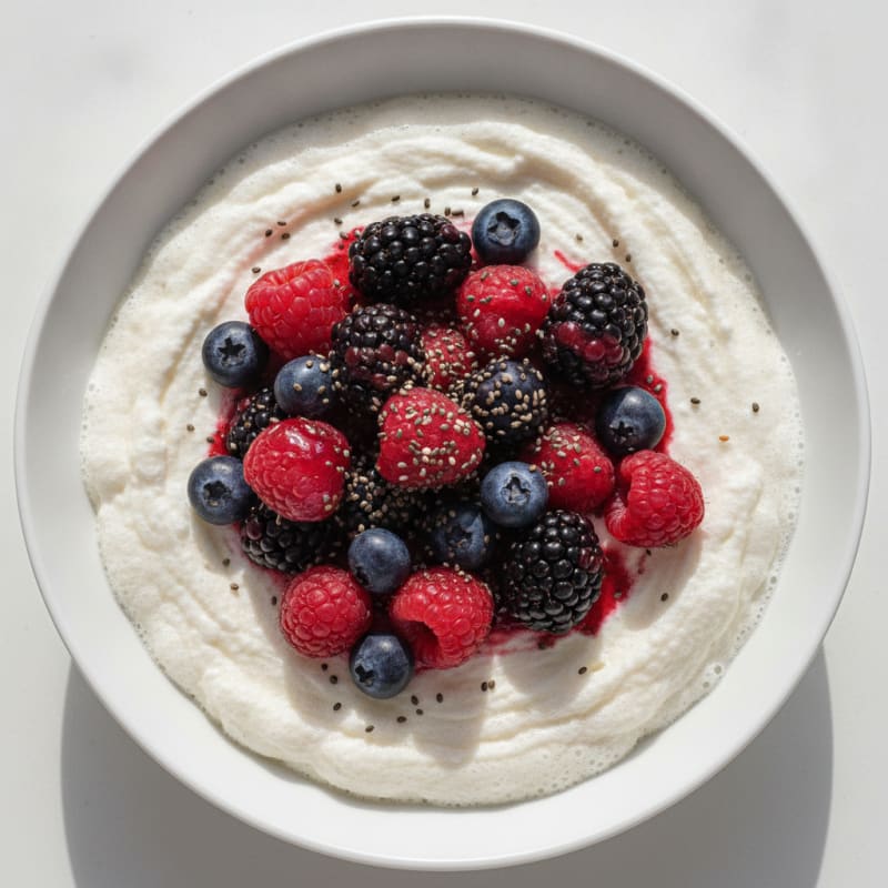 Silky Greek Yogurt Protein Mousse with Mixed Berries