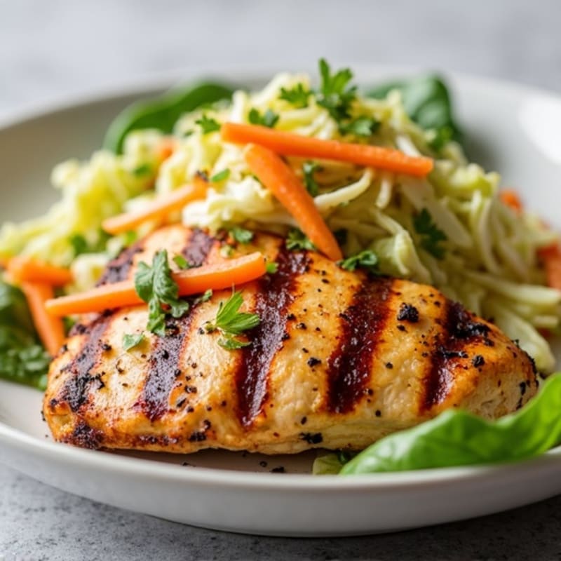 Grilled Chicken Breast with Crunchy Cabbage Slaw