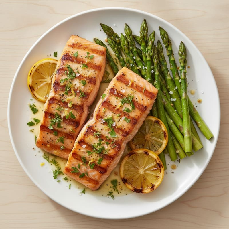 Lemon Herb Grilled Salmon with Asparagus