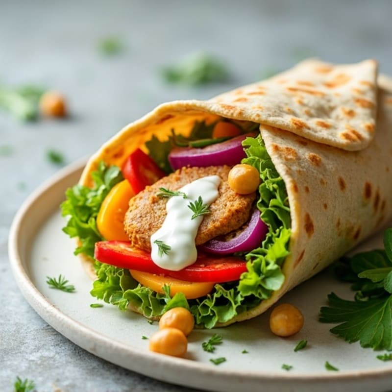 Fresh Rainbow Veggie Wrap with Creamy Herb Sauce