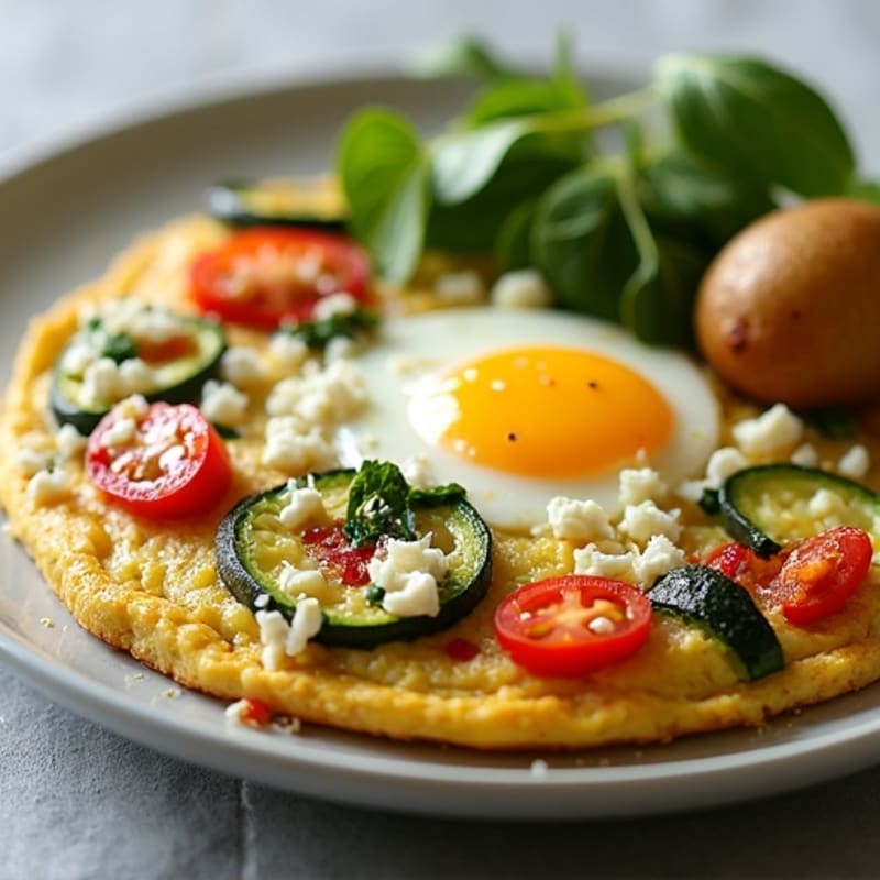 Fluffy Egg and Veggie Frittata with Roasted Potatoes