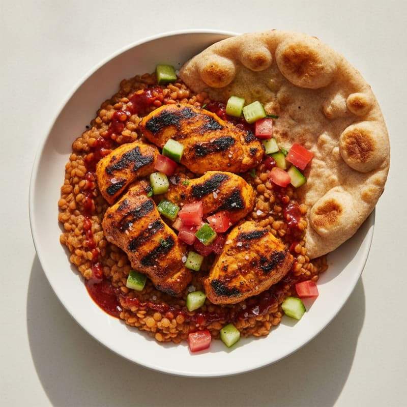 Grilled Tandoori Chicken and Lentil Bowl