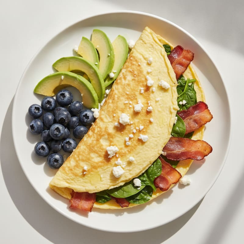Egg White Omelet with Turkey Bacon and Spinach
