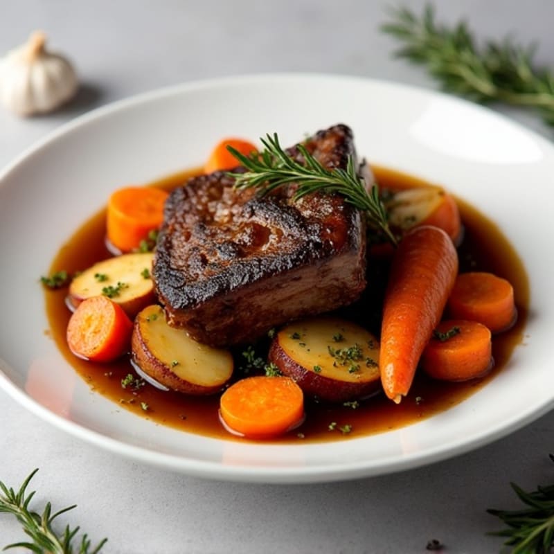 Tender Slow-Braised Short Ribs with Roasted Root Vegetables