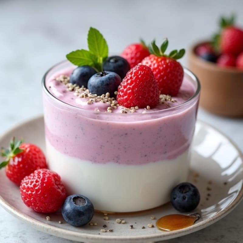 Silky Greek Yogurt Protein Pudding with Mixed Berries
