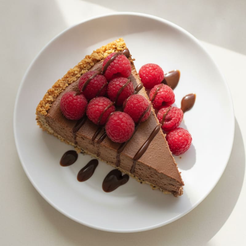 Chocolate Protein Cheesecake with Chia Crust