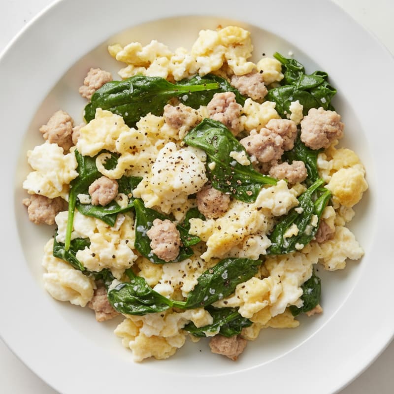 Egg White and Turkey Scramble with Spinach