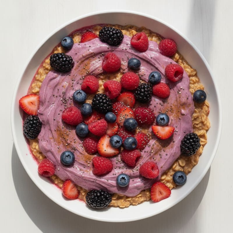 Protein Oats with Mixed Berry Yogurt