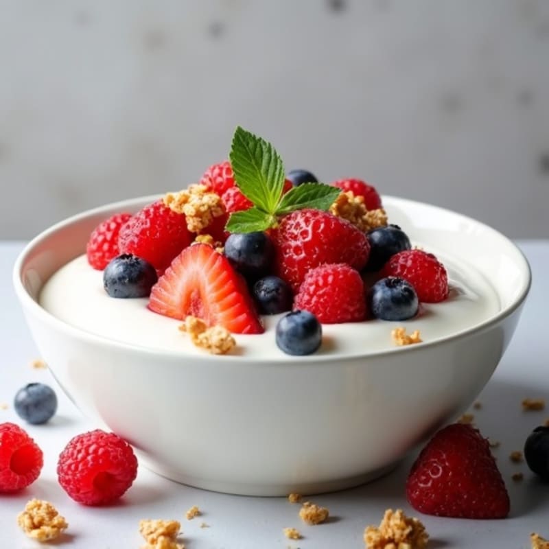 Creamy Greek Yogurt with Fresh Berries and Crunchy Granola