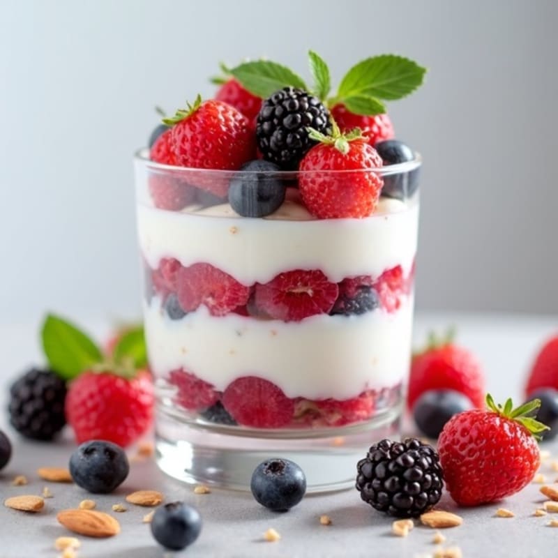 Greek Yogurt Protein Parfait with Mixed Berries