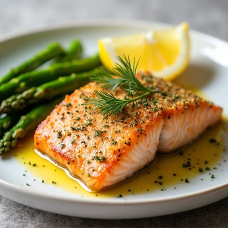 Lemon Herb Crusted Salmon with Roasted Asparagus