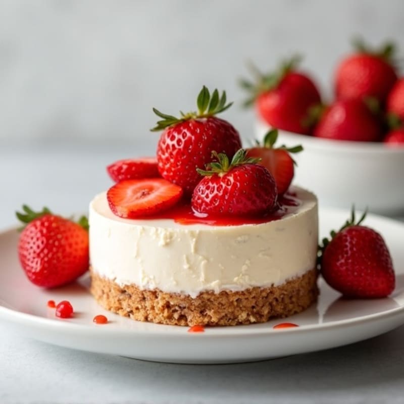 Cottage Cheese Protein Cheesecake with Fresh Strawberries