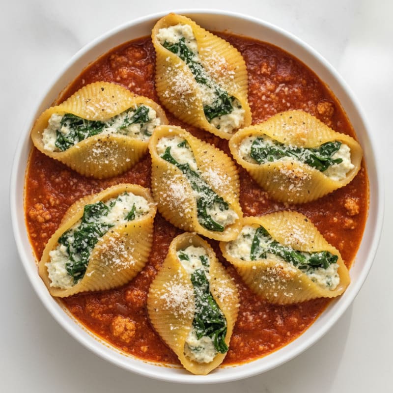 Baked Spinach Ricotta Stuffed Shells