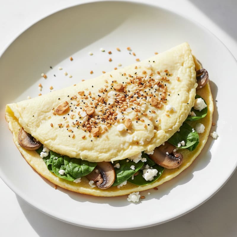 Egg White Spinach Omelette with Sautéed Mushrooms