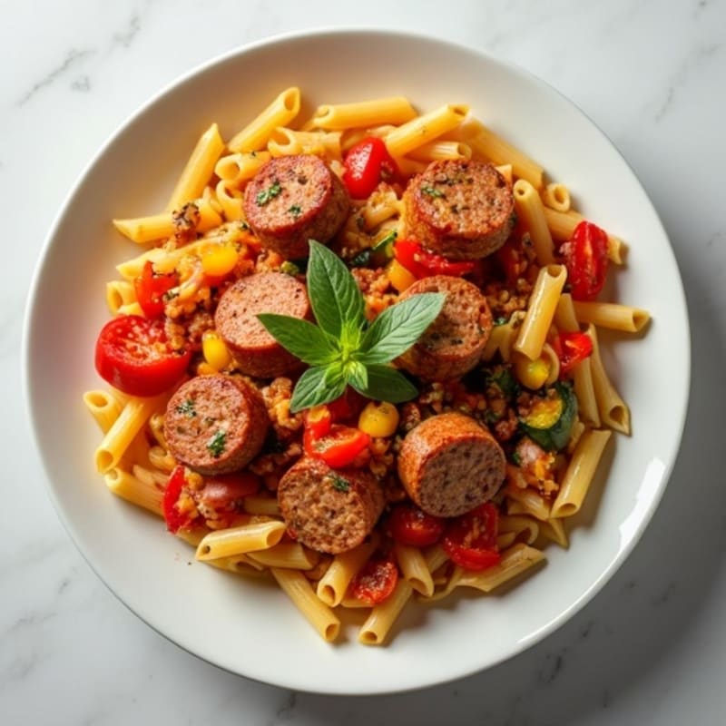Veggie-Packed Lean Sausage Ragu with Whole Wheat Pasta