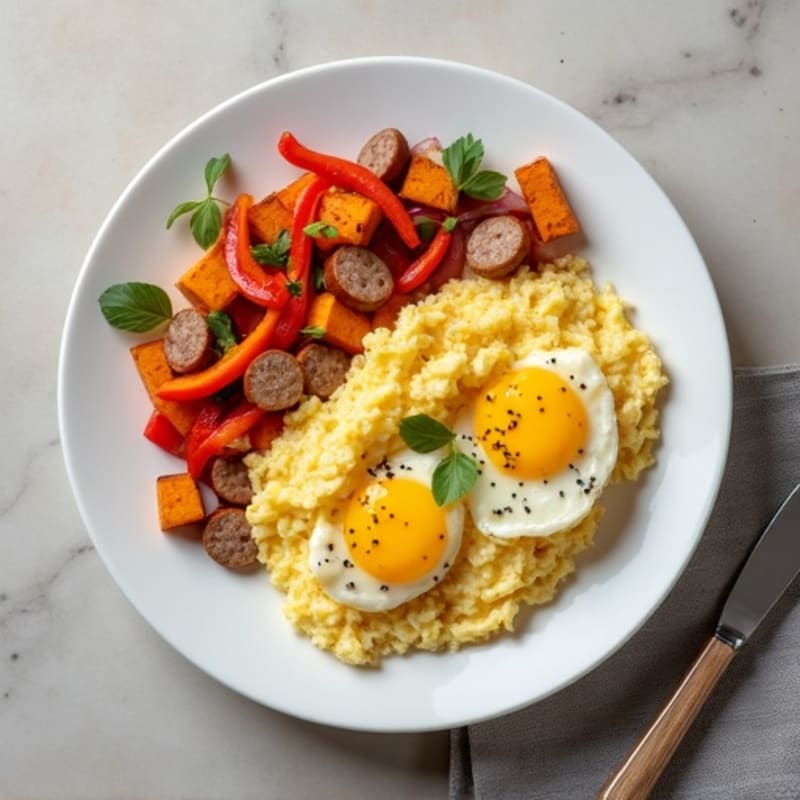 Protein-Packed Egg White Scramble with Sweet Potato Hash
