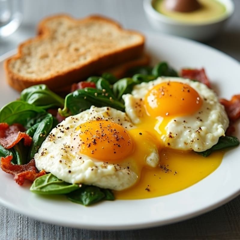 Egg White Scramble with Spinach and Turkey Bacon