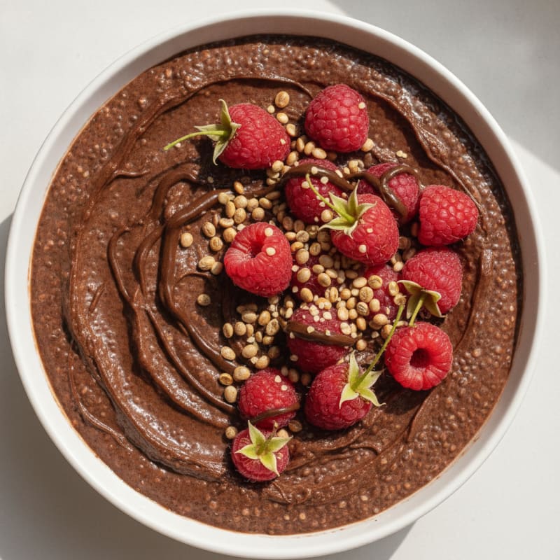 Chocolate Chia Seed Pudding with Berries