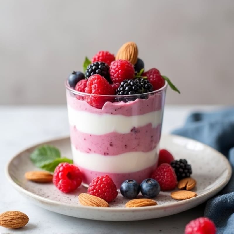 Greek Yogurt Protein Parfait with Mixed Berries